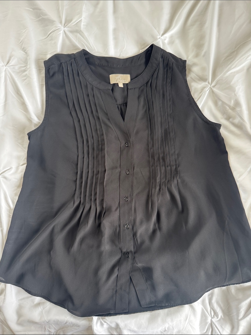 Sleeveless Black Pintuck Front Blouse - Women